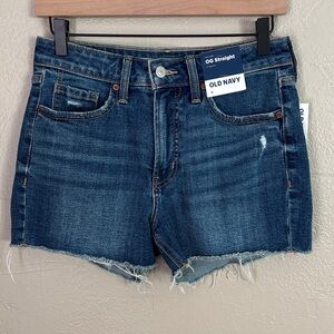 Old Navy OG Straight High Rise Short Womens Size 4 Denim Raw Hem